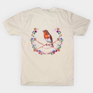 Robin Song and Berry Wreath T-Shirt